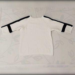 White Mid-Sleeve Knit Sweater